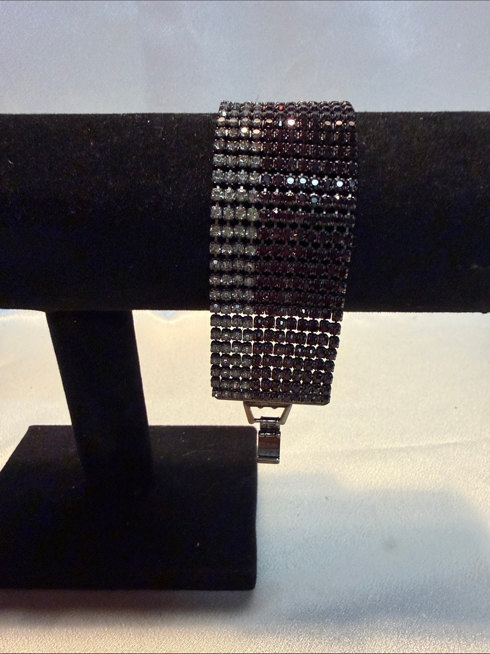 Source Unknown Gunmetal Black Crystal Wide Bracelet
